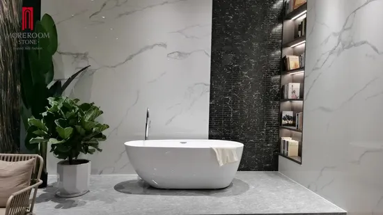Sample Customization White Calacatta Marble Look Porcelain Large Ceramic Polished Background Wall Floor Tile Sintered Stone