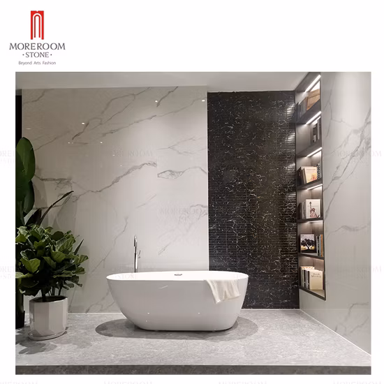 Sample Customization White Calacatta Marble Look Porcelain Large Ceramic Polished Background Wall Floor Tile Sintered Stone