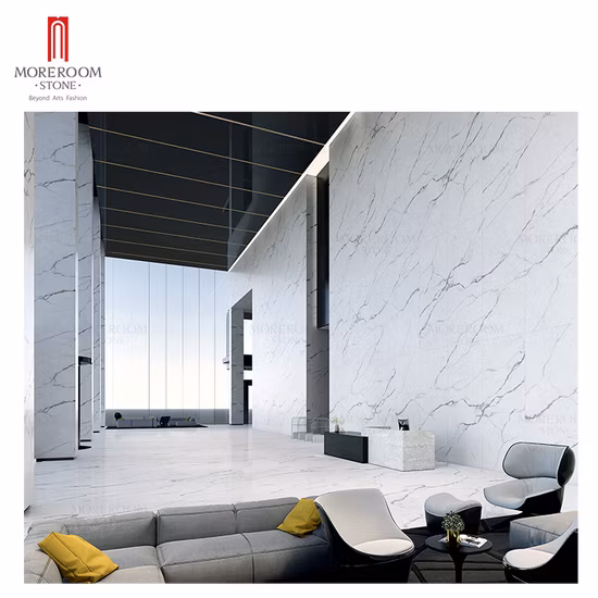 Sample Customization White Calacatta Marble Look Porcelain Large Ceramic Polished Background Wall Floor Tile Sintered Stone
